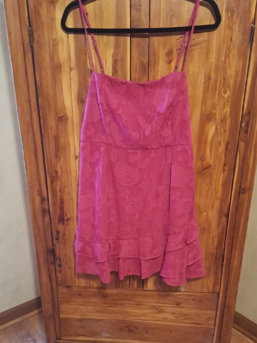 mi ami Hot Pink Slip Dress with Lace Trim